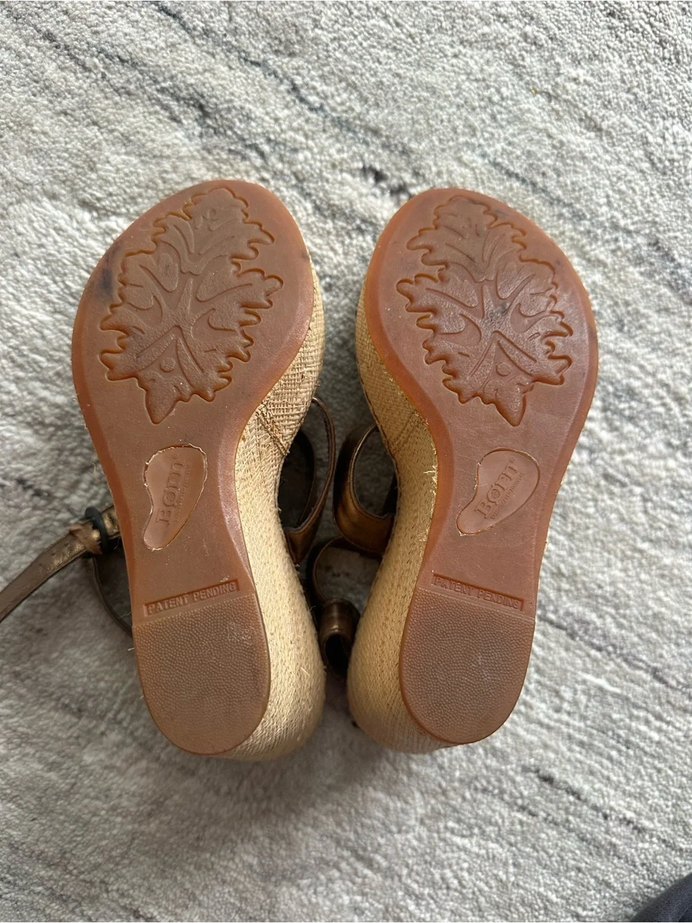 Born Bronze Strappy Espadrille Wedge Sandals - Women size 8